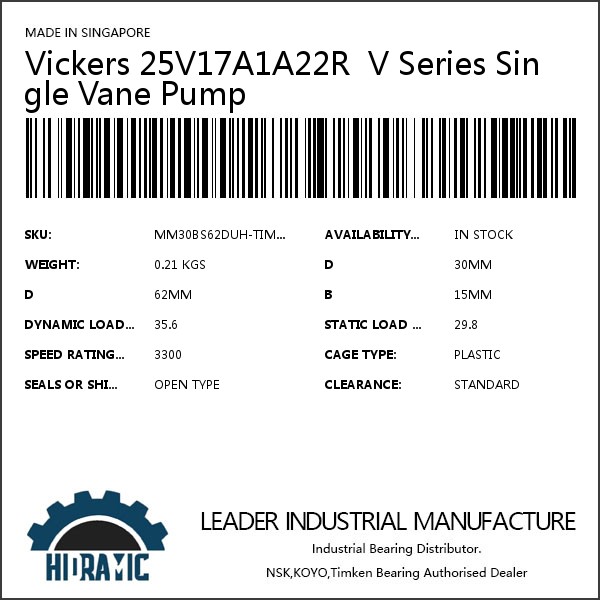 Vickers 25V17A1A22R  V Series Single Vane Pump