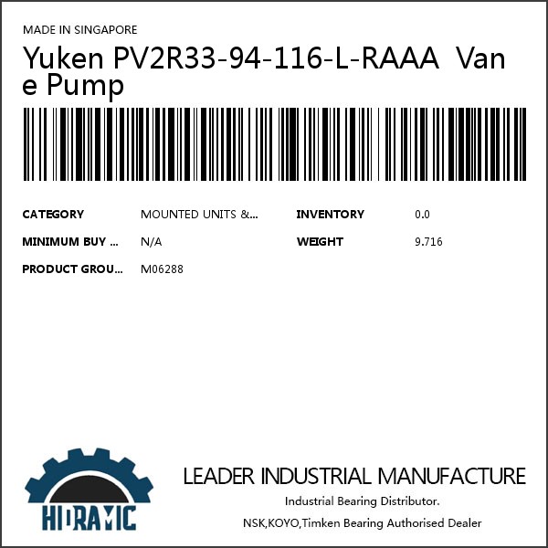 Yuken PV2R33-94-116-L-RAAA  Vane Pump