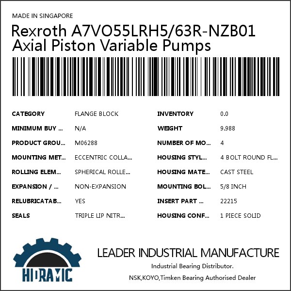 Rexroth A7VO55LRH5/63R-NZB01 Axial Piston Variable Pumps