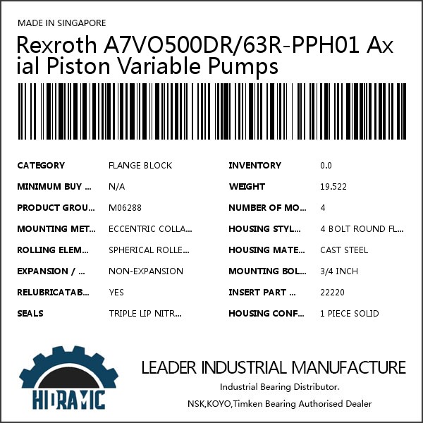 Rexroth A7VO500DR/63R-PPH01 Axial Piston Variable Pumps