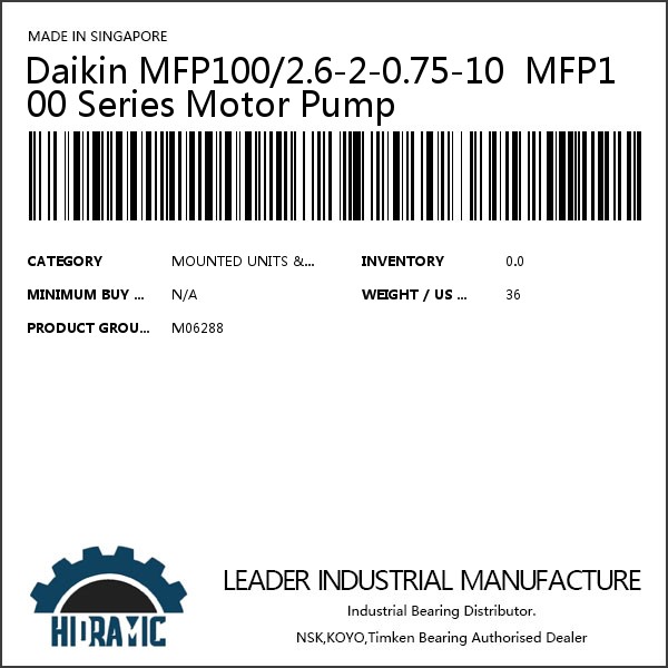 Daikin MFP100/2.6-2-0.75-10  MFP100 Series Motor Pump