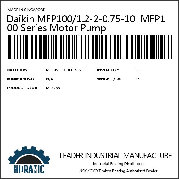Daikin MFP100/1.2-2-0.75-10  MFP100 Series Motor Pump