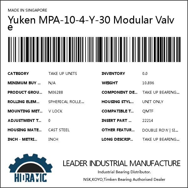 Yuken MPA-10-4-Y-30 Modular Valve