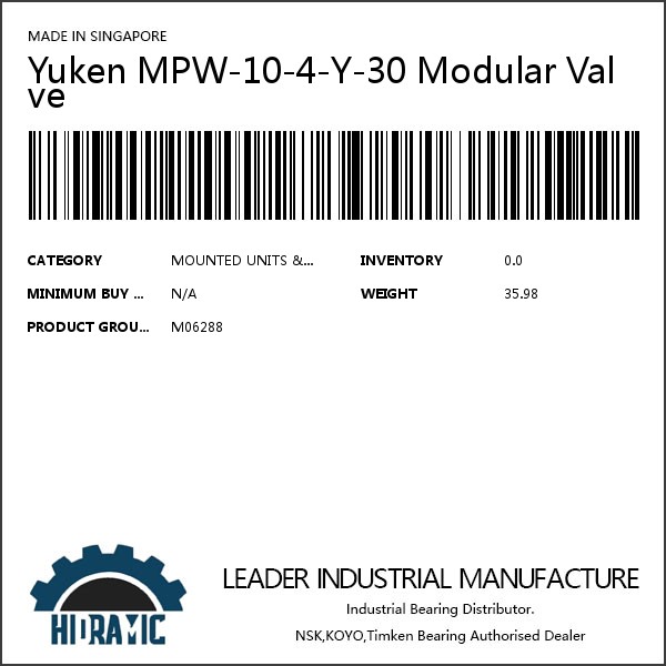 Yuken MPW-10-4-Y-30 Modular Valve