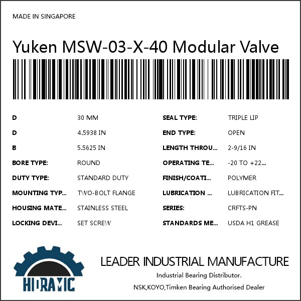 Yuken MSW-03-X-40 Modular Valve