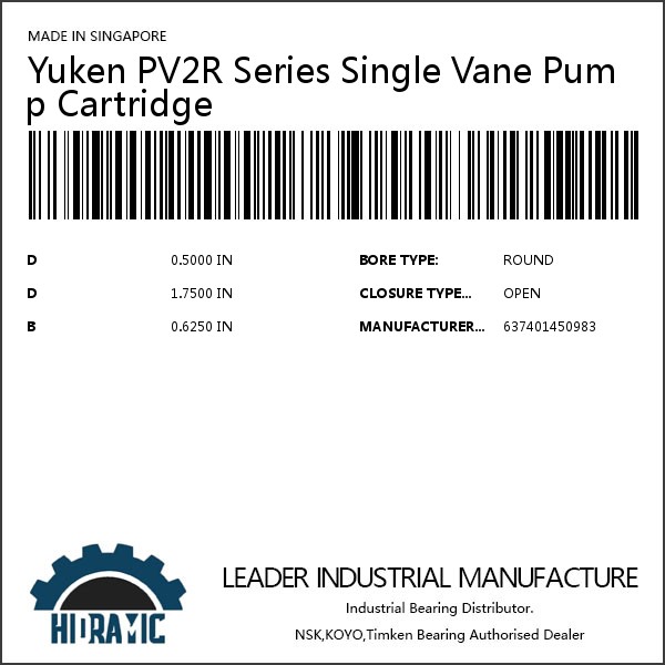Yuken PV2R Series Single Vane Pump Cartridge
