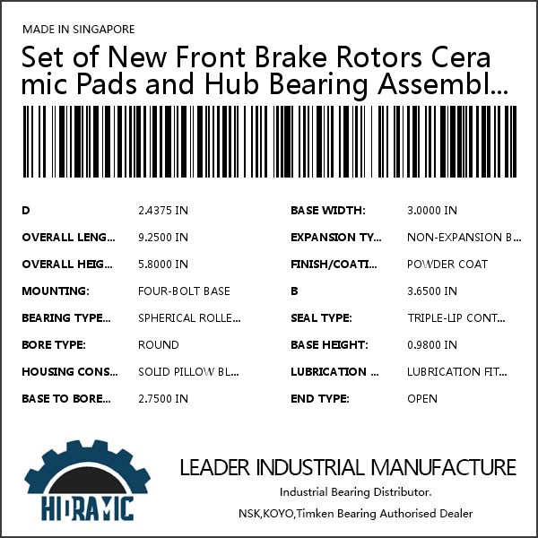 Set of New Front Brake Rotors Ceramic Pads and Hub Bearing Assemblies