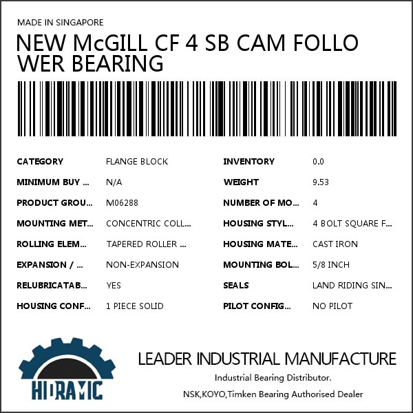 NEW McGILL CF 4 SB CAM FOLLOWER BEARING