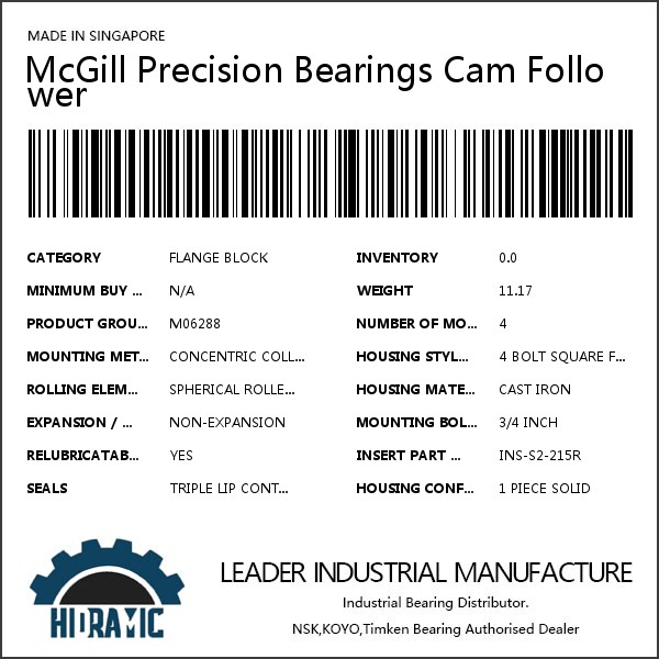 McGill Precision Bearings Cam Follower