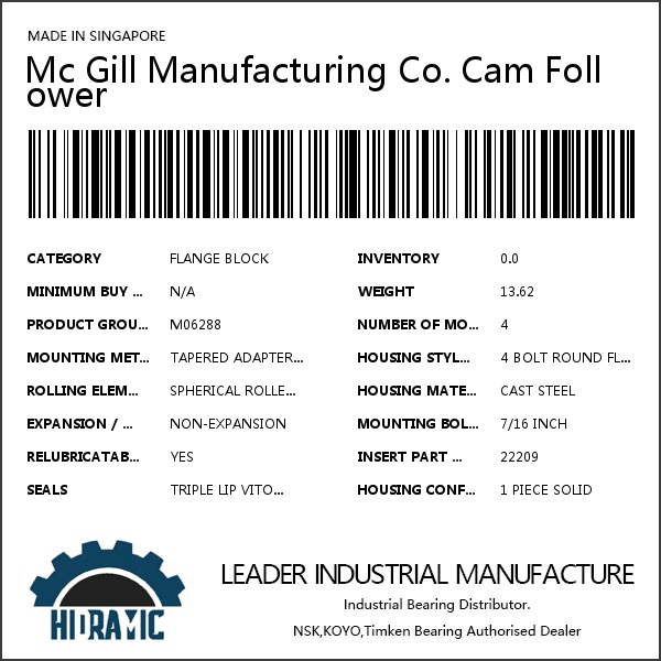 Mc Gill Manufacturing Co. Cam Follower