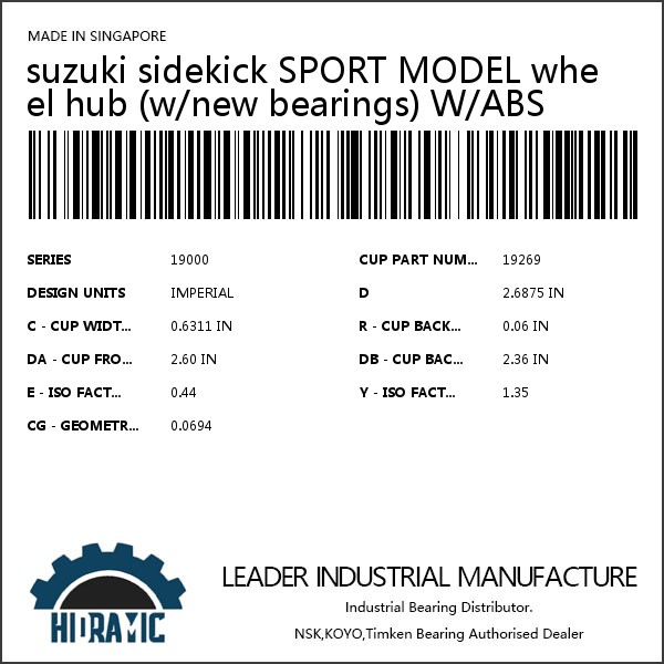 suzuki sidekick SPORT MODEL wheel hub (w/new bearings) W/ABS