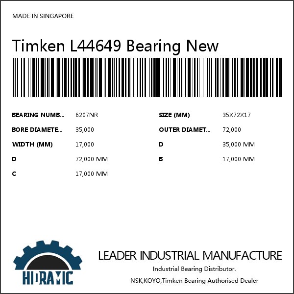 Timken L44649 Bearing New