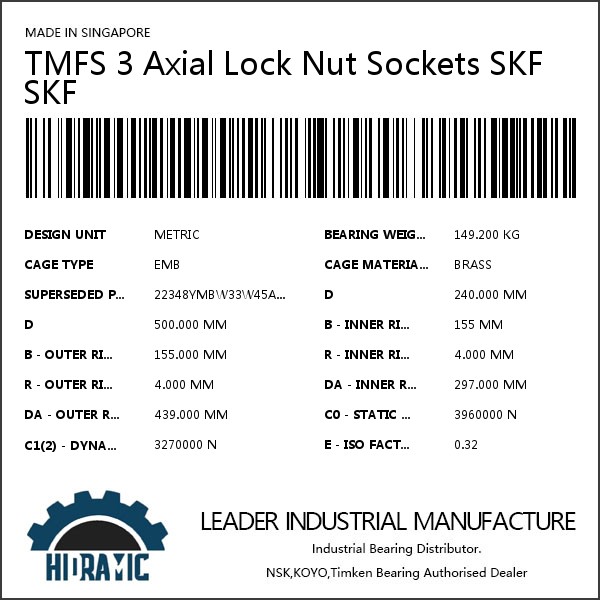 TMFS 3 Axial Lock Nut Sockets SKF SKF