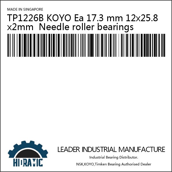 TP1226B KOYO Ea 17.3 mm 12x25.8x2mm  Needle roller bearings