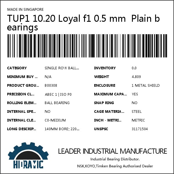 TUP1 10.20 Loyal f1 0.5 mm  Plain bearings