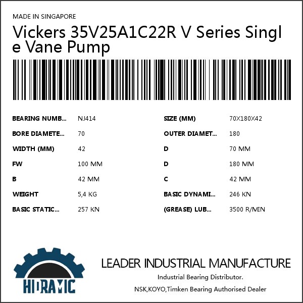 Vickers 35V25A1C22R V Series Single Vane Pump