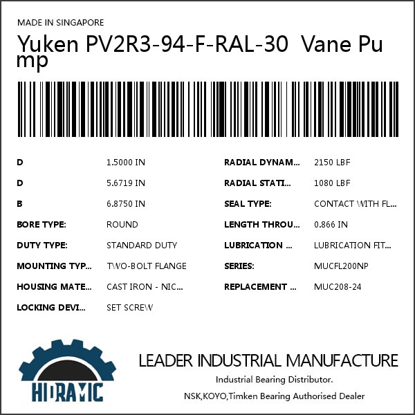 Yuken PV2R3-94-F-RAL-30  Vane Pump