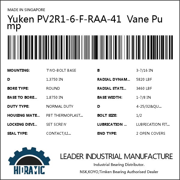 Yuken PV2R1-6-F-RAA-41  Vane Pump