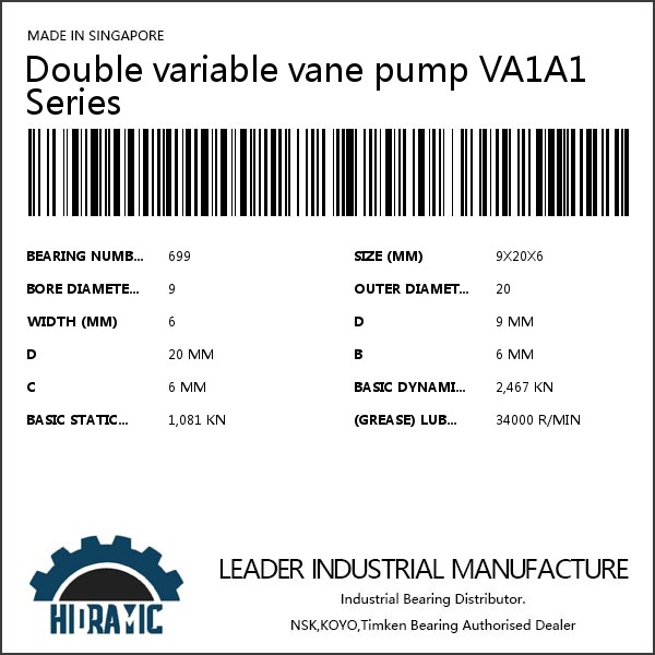 Double variable vane pump VA1A1 Series