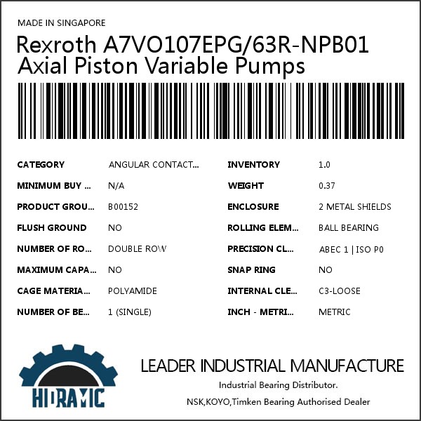 Rexroth A7VO107EPG/63R-NPB01 Axial Piston Variable Pumps