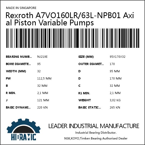 Rexroth A7VO160LR/63L-NPB01 Axial Piston Variable Pumps
