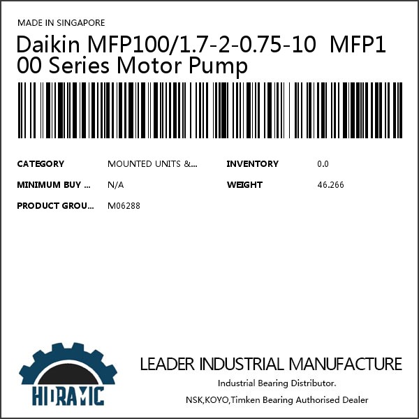 Daikin MFP100/1.7-2-0.75-10  MFP100 Series Motor Pump