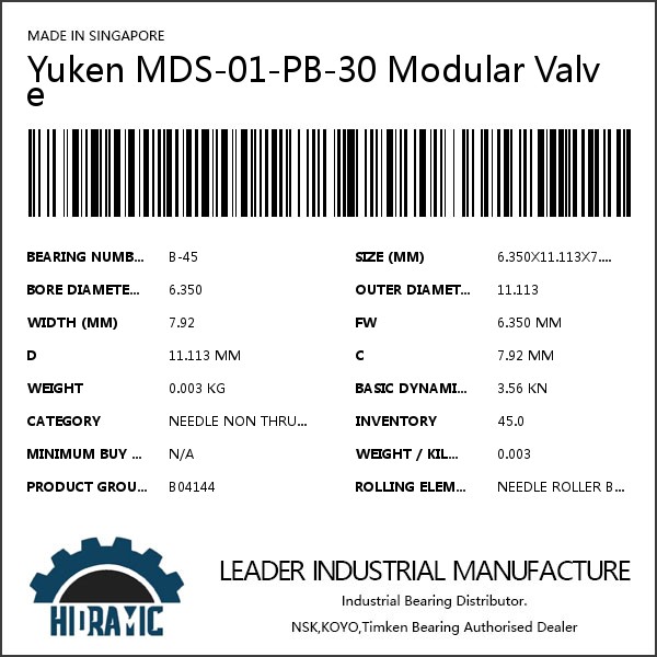 Yuken MDS-01-PB-30 Modular Valve