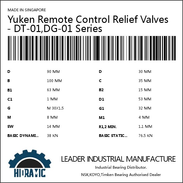 Yuken Remote Control Relief Valves- DT-01,DG-01 Series