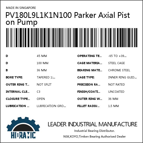 PV180L9L1K1N100 Parker Axial Piston Pump