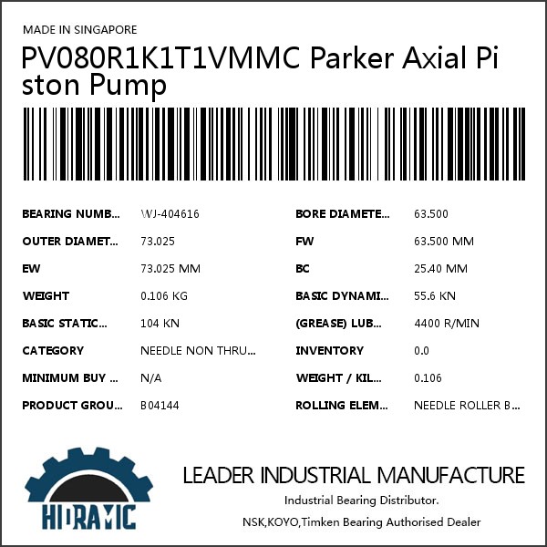 PV080R1K1T1VMMC Parker Axial Piston Pump