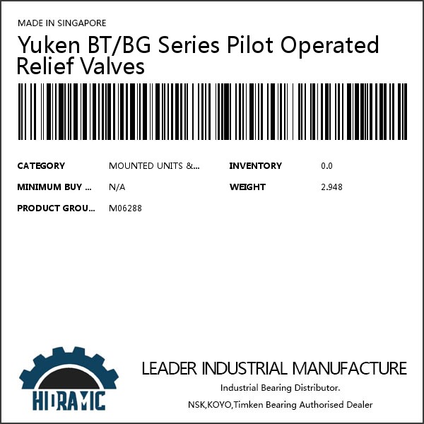 Yuken BT/BG Series Pilot Operated Relief Valves #1 small image