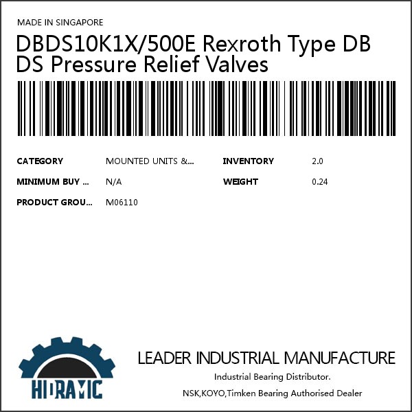 DBDS10K1X/500E Rexroth Type DBDS Pressure Relief Valves