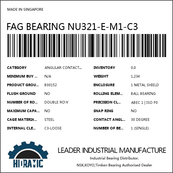 FAG BEARING NU321-E-M1-C3 #1 small image