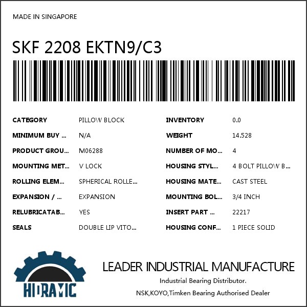 SKF 2208 EKTN9/C3