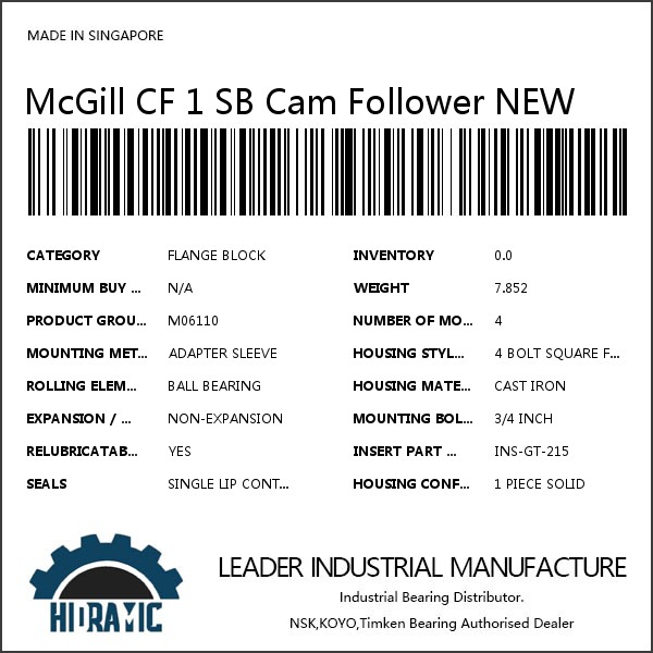 McGill CF 1 SB Cam Follower NEW #1 small image