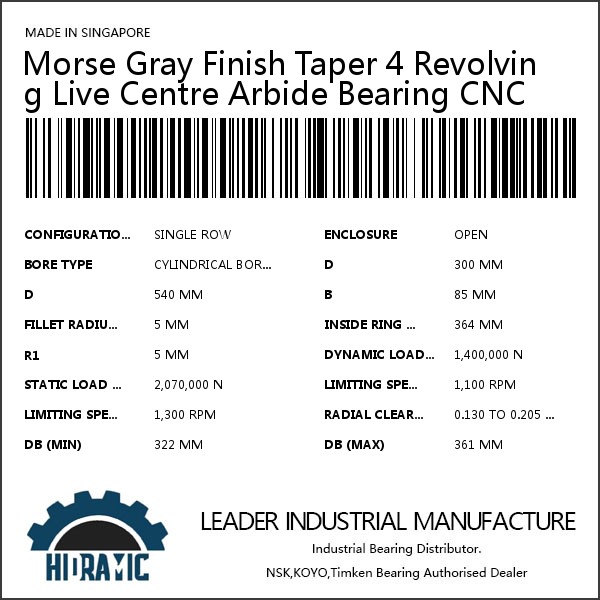 Morse Gray Finish Taper 4 Revolving Live Centre Arbide Bearing CNC #1 small image