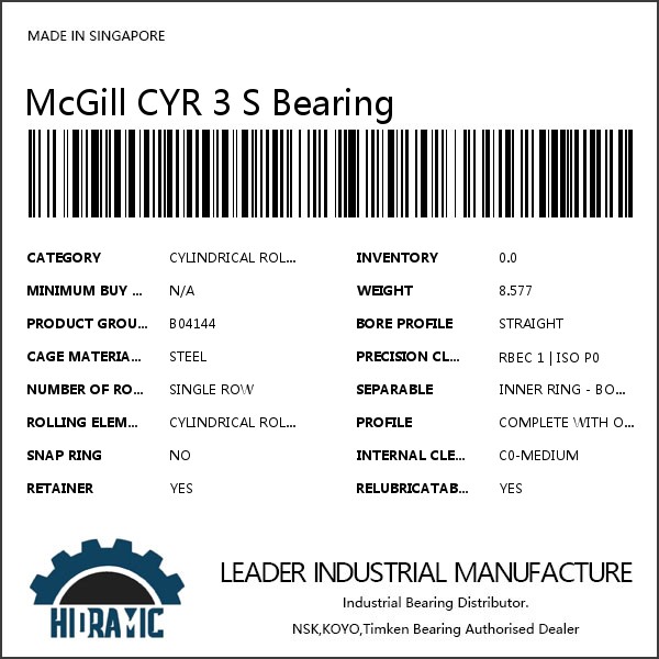 McGill CYR 3 S Bearing #1 small image
