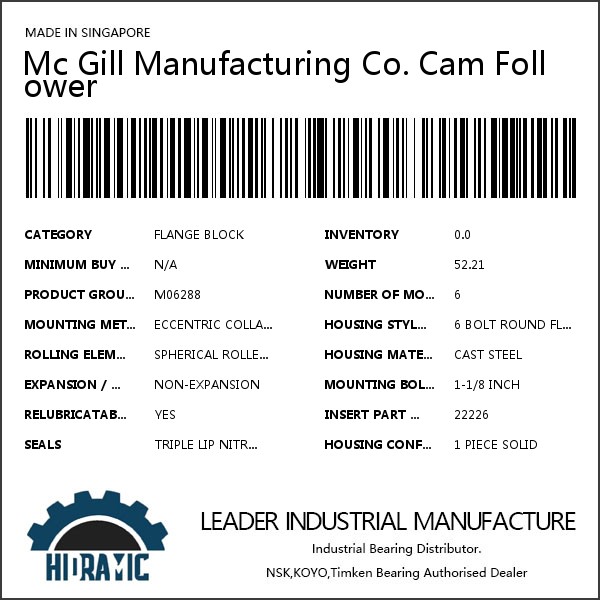 Mc Gill Manufacturing Co. Cam Follower