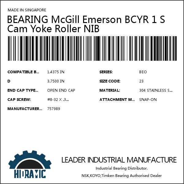 BEARING McGill Emerson BCYR 1 S Cam Yoke Roller NIB #1 small image