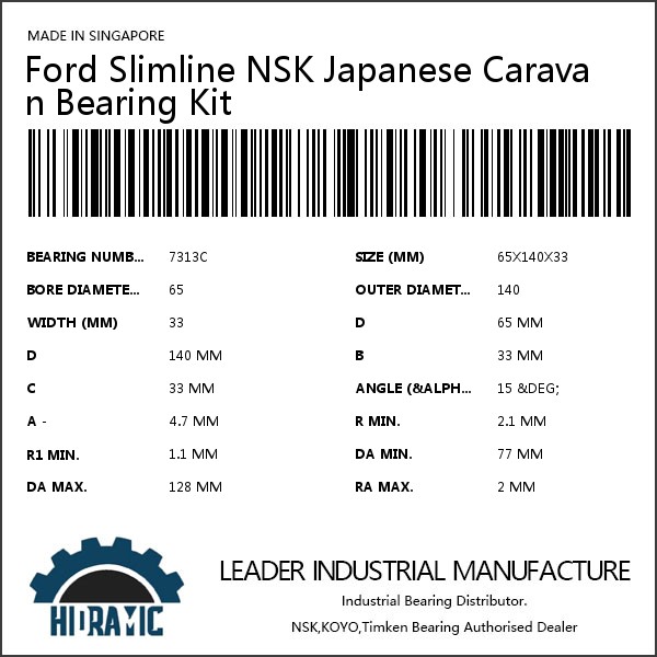 Ford Slimline NSK Japanese Caravan Bearing Kit