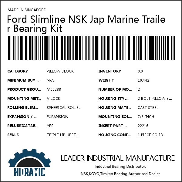 Ford Slimline NSK Jap Marine Trailer Bearing Kit #1 small image