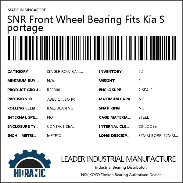 SNR Front Wheel Bearing Fits Kia Sportage