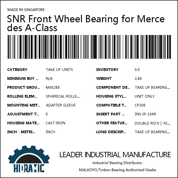 SNR Front Wheel Bearing for Mercedes A-Class