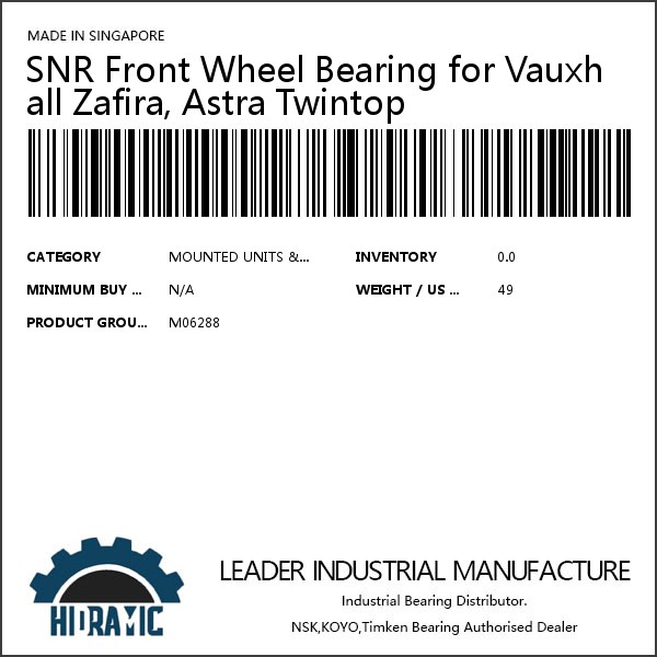 SNR Front Wheel Bearing for Vauxhall Zafira, Astra Twintop