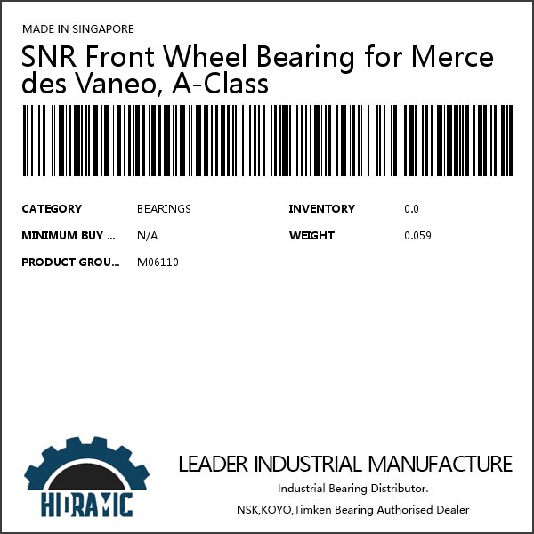 SNR Front Wheel Bearing for Mercedes Vaneo, A-Class