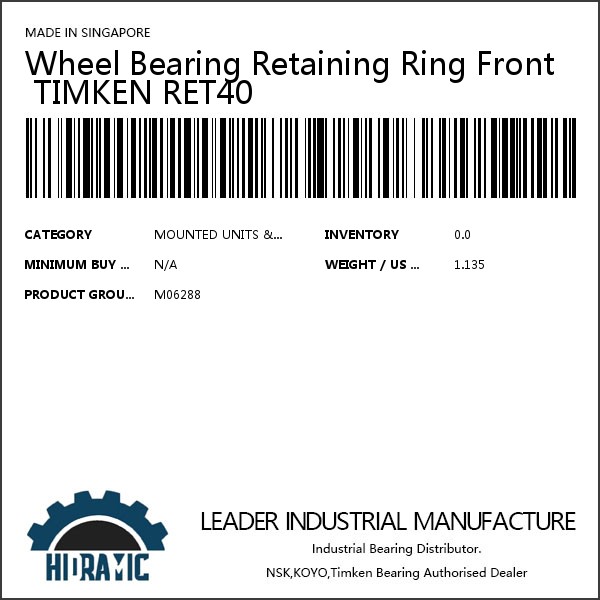 Wheel Bearing Retaining Ring Front TIMKEN RET40