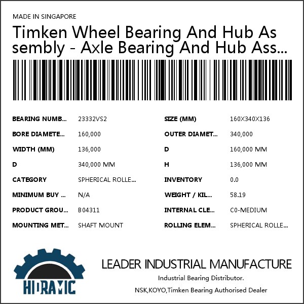 Timken Wheel Bearing And Hub Assembly - Axle Bearing And Hub Assembly, Rear #1 small image
