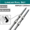 2 Set SBR20-1118mm 20 MM FULLY SUPPORTED LINEAR RAIL with 4 SBR20UU Bearing #1 small image