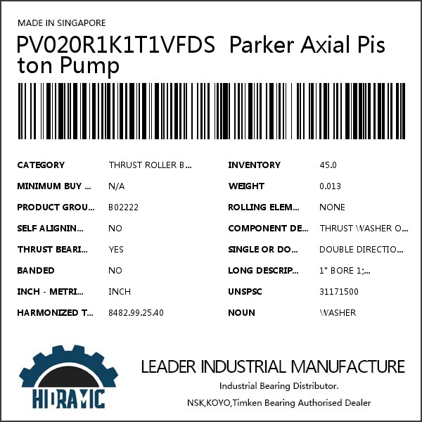 PV020R1K1T1VFDS  Parker Axial Piston Pump #1 image