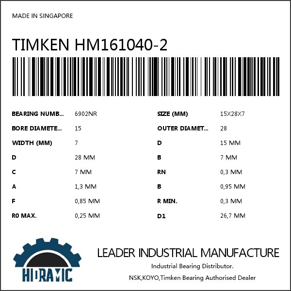 TIMKEN HM161040-2 #1 image